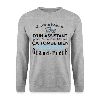 Bientot Grand-Frêre Bétise - Sweat-shirt Unisexe - gris chiné - Devant - Alina (178cm) & Michal (187cm)