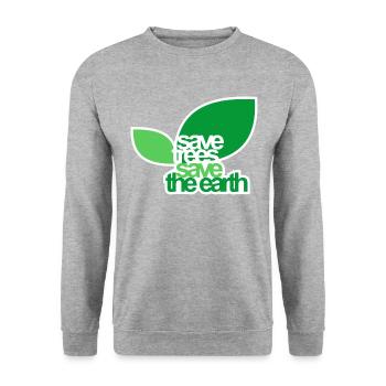 SAVE TREES - Unisex Sweatshirt - salt & pepper - Front - Alina (178cm) & Michal (187cm)