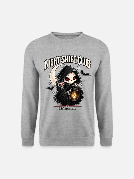Night Shift Club – Gothic Reaper mit Laterne - Unisex Pullover - Weißgrau meliert