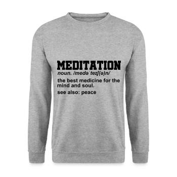 Meditation Noun Definition Meditate Relaxation Spi - Unisex Pullover - Weißgrau meliert - Vorne - Alina (178cm) & Michal (187cm)