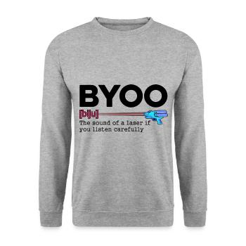 Byoo The Sound Of Laser If You Listen Lasertag Pla - Unisex Pullover - Weißgrau meliert - Vorne - Alina (178cm) & Michal (187cm)