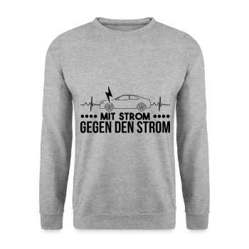 E-Auto Geschenk - Unisex Pullover - Weißgrau meliert - Vorne - Alina (178cm) & Michal (187cm)