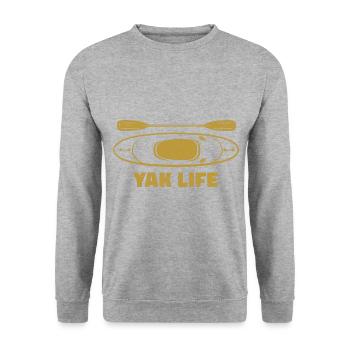Yak Life Graphic Kayaking Kayak Canoe Rowing Rower - Unisex Pullover - Weißgrau meliert - Vorne - Alina (178cm) & Michal (187cm)