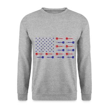USA Graphic Dart Player Darts Dartboard Bullseye T - Unisex Sweatshirt - salt & pepper - Front - Alina (178cm) & Michal (187cm)