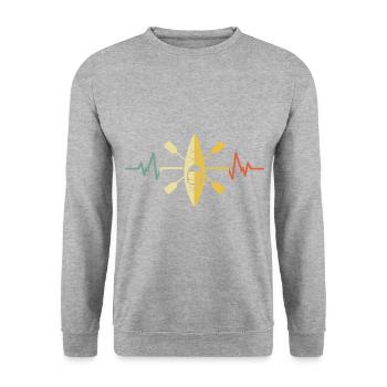 Heartbeat Graphic Kayaking Canoe Rowing Rower Padd - Unisex Pullover - Weißgrau meliert - Vorne - Alina (178cm) & Michal (187cm)