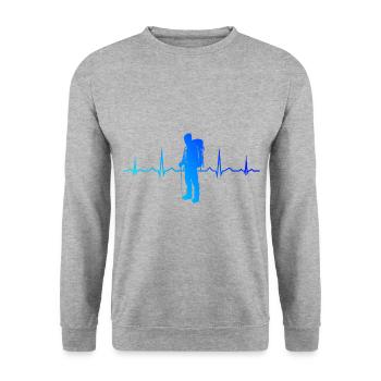 Bouldern Boulder Kletterer Climber Klettern - Unisex Pullover - Weißgrau meliert - Vorne - Alina (178cm) & Michal (187cm)