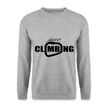 just climbing Klettern Bouldern Karabiner Shirt - Unisex Pullover - Weißgrau meliert - Vorne - Alina (178cm) & Michal (187cm)