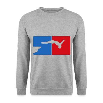 Retro Graphic Cliff Diver Cliff Diving Tombstoning - Unisex Sweatshirt - salt & pepper - Front - Alina (178cm) & Michal (187cm)