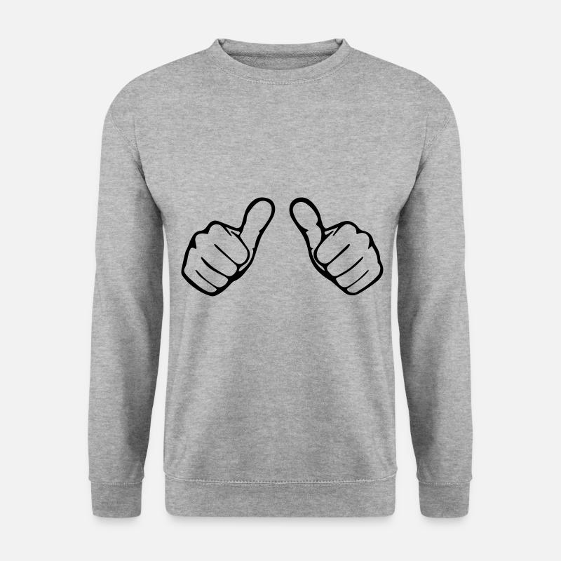 Daumen - Unisex Pullover - Weißgrau meliert