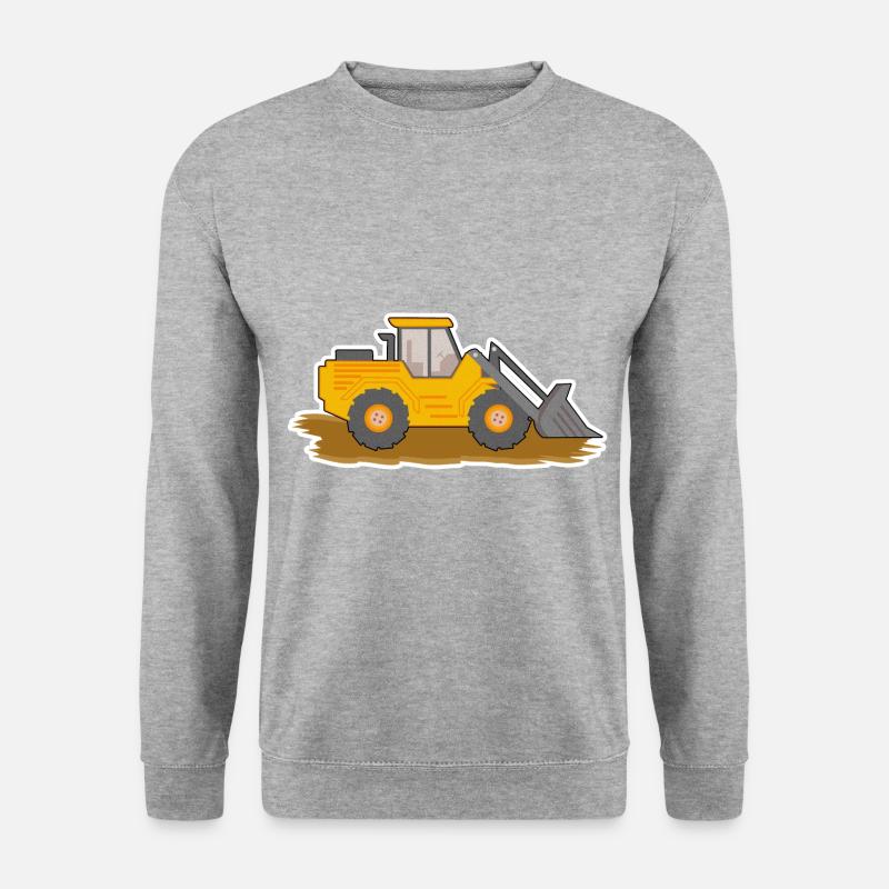 Bagger Baustelle Bauarbeiter Bau Erde I Geschenk - Unisex Pullover - Weißgrau meliert