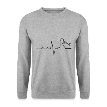 Baseball Herzlinie - Unisex Pullover - Weißgrau meliert - Vorne - Alina (178cm) & Michal (187cm)