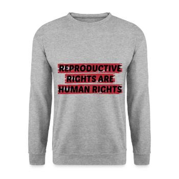 Reproductive Rights Are Human Rights Bisexual Tran - Unisex Pullover - Weißgrau meliert - Vorne - Alina (178cm) & Michal (187cm)
