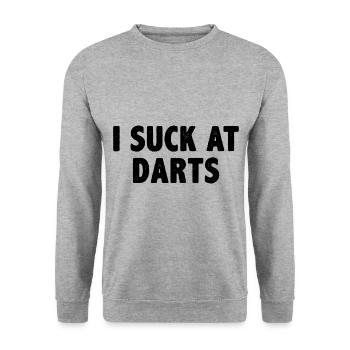 I Suck At Dart Darting Dart Player Darts Dartboard - Unisex Sweatshirt - salt & pepper - Front - Alina (178cm) & Michal (187cm)