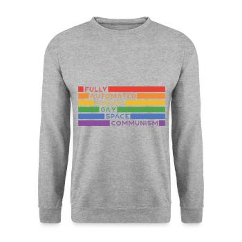 Fully Automated Luxury Gay Space Communism Lesbian - Unisex Pullover - Weißgrau meliert - Vorne - Alina (178cm) & Michal (187cm)