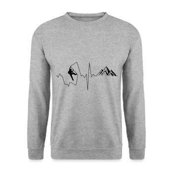 Ecg Heartbeat Graphic Bouldering Mountaineering Bo - Unisex Pullover - Weißgrau meliert - Vorne - Alina (178cm) & Michal (187cm)