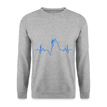 Ecg Heartbeat Graphic Bouldering Mountaineering Bo - Unisex Pullover - Weißgrau meliert - Vorne - Alina (178cm) & Michal (187cm)