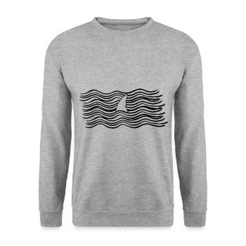 Shark fin in the sea - Unisex Sweatshirt - salt & pepper - Front - Alina (178cm) & Michal (187cm)