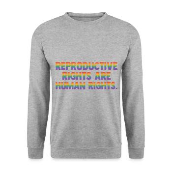 Reproductive Rights Are Human Rights Bisexual Tran - Unisex Pullover - Weißgrau meliert - Vorne - Alina (178cm) & Michal (187cm)