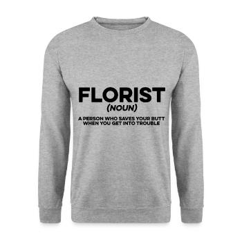 Florist Noun Definition Gardener Gardening Botanic - Unisex Pullover - Weißgrau meliert - Vorne - Alina (178cm) & Michal (187cm)