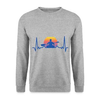 Heartbeat Graphic Kayaking Canoe Rowing Rower Padd - Unisex Pullover - Weißgrau meliert - Vorne - Alina (178cm) & Michal (187cm)