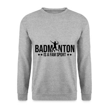 Badminton Is A Fam Sports Badminton Player Shuttle - Unisex Pullover - Weißgrau meliert - Vorne - Alina (178cm) & Michal (187cm)