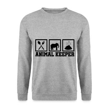 Retro Graphic Animal Keeper Zoo Keeper Animal Love - Unisex Pullover - Weißgrau meliert - Vorne - Alina (178cm) & Michal (187cm)