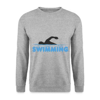 Swimming Swimmer Water Swimming Pool Gift - Unisex Sweatshirt - salt & pepper - Front - Alina (178cm) & Michal (187cm)