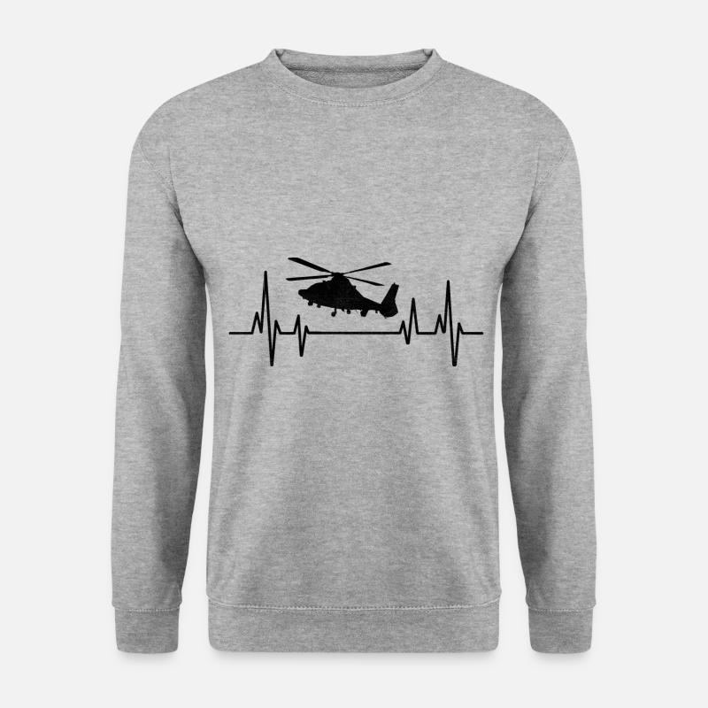 Heartbeat Hubschrauber Flieger Pilot Hubschrauber Hubschrauber - Unisex Pullover - Weißgrau meliert