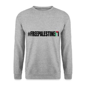 Free palestine - Unisex Pullover - Weißgrau meliert - Vorne - Alina (178cm) & Michal (187cm)