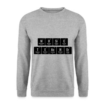 Periodisches System der Elemente Musiklehrer Klasse M - Unisex Pullover - Weißgrau meliert - Vorne - Alina (178cm) & Michal (187cm)