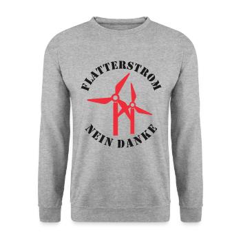 Flatterstrom Nein Danke, Windkraft Nein Danke - Unisex Pullover - Weißgrau meliert - Vorne - Alina (178cm) & Michal (187cm)