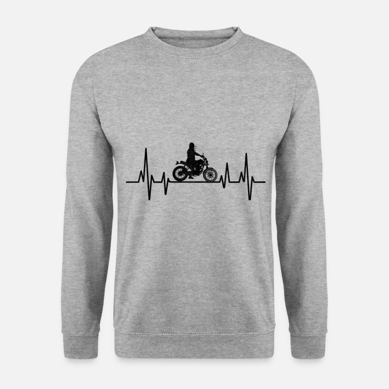 Herzschlag Motorrad Biker Mama Motorradfahren Motorrad Motorrad - Unisex Pullover - Weißgrau meliert