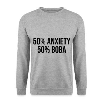 50% Anxiety 50% Boba Tea Lover Tea Drinker Cup Bre - Unisex Pullover - Weißgrau meliert - Vorne - Alina (178cm) & Michal (187cm)