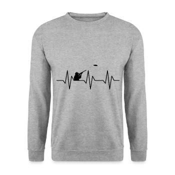 Tontaubenschießen Sportschützen Wurftaube Geschenk - Unisex Pullover - Weißgrau meliert - Vorne - Alina (178cm) & Michal (187cm)