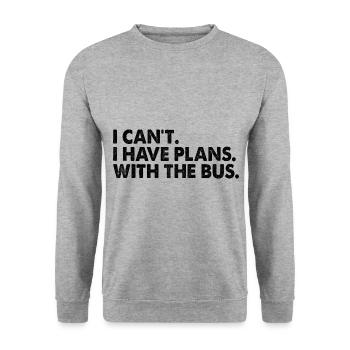Ich kann nicht, ich habe Pläne mit dem Bus Schulbus - Unisex Pullover - Weißgrau meliert - Vorne - Alina (178cm) & Michal (187cm)