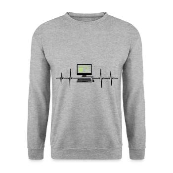 Computer EKG heartbeat programmer pc nerd - Unisex Sweatshirt - salt & pepper - Front - Alina (178cm) & Michal (187cm)