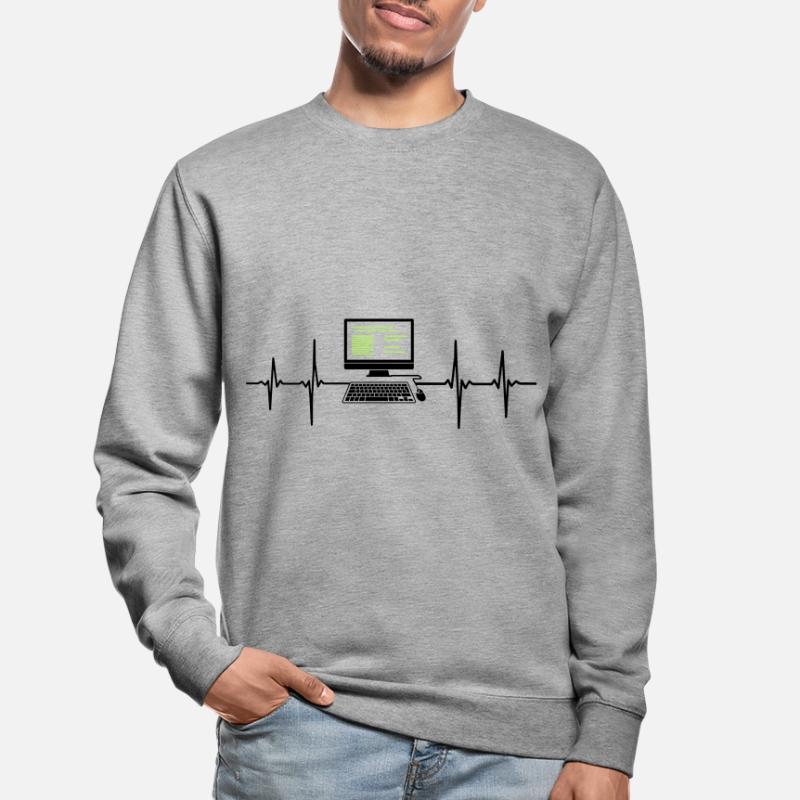 Computer EKG heartbeat programmer pc nerd Unisex Sweatshirt