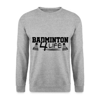 Badminton 4 Life Graphic Badminton Player Shuttlec - Unisex Pullover - Weißgrau meliert - Vorne - Alina (178cm) & Michal (187cm)