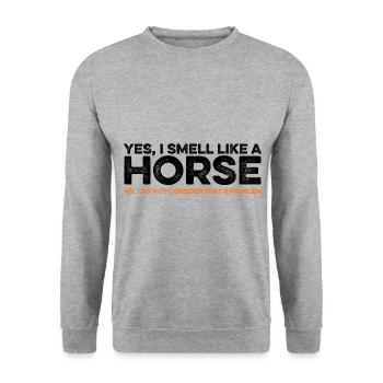 Yes I Smell Like A Horse Equestrian Horse Riding F - Unisex Pullover - Weißgrau meliert - Vorne - Alina (178cm) & Michal (187cm)