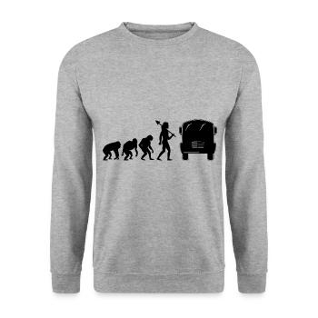 Evolution Bus Schule Bus Fahrer Fahren Busman - Unisex Pullover - Weißgrau meliert - Vorne - Alina (178cm) & Michal (187cm)