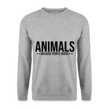 Animals Because People Suck Animal Lover Animal Ke - Unisex Pullover - Weißgrau meliert - Vorne - Alina (178cm) & Michal (187cm)