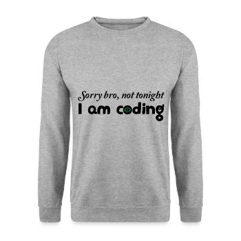Sorry Bro Not Tonight I'm Coding Programmer Develo - Unisex Pullover - Weißgrau meliert - Vorne - Alina (178cm) & Michal (187cm)