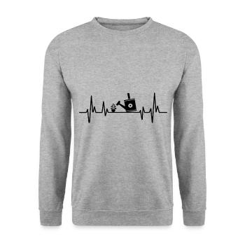 Ecg Heartbeat Graphic Gardening Gardener Horticult - Unisex Pullover - Weißgrau meliert - Vorne - Alina (178cm) & Michal (187cm)