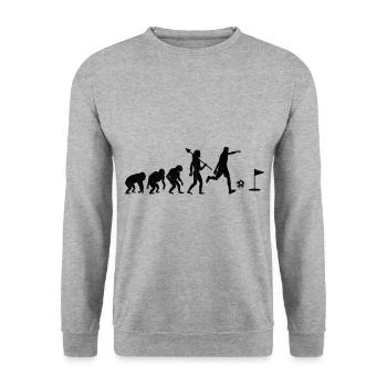 Footgolf Evolution Foot Golf spielende Footgolfer F - Unisex Pullover - Weißgrau meliert - Vorne - Alina (178cm) & Michal (187cm)