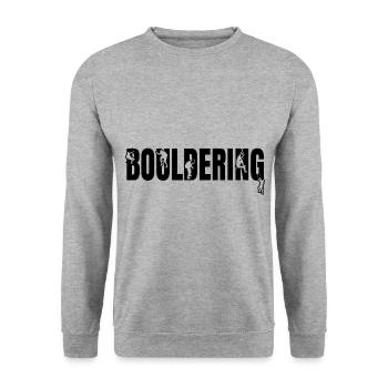 Bouldern Grafik Bergsteiger Felsklettern Boulderin - Unisex Pullover - Weißgrau meliert - Vorne - Alina (178cm) & Michal (187cm)