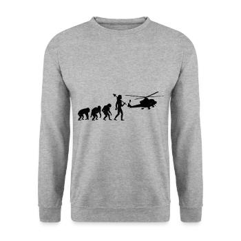 Evolution Hubschrauber Flieger Pilot Chopper Hubschrauber - Unisex Pullover - Weißgrau meliert - Vorne - Alina (178cm) & Michal (187cm)