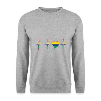 Pride Heart Lgbtq Bisexual Rainbow Love Transgende - Unisex Pullover - Weißgrau meliert - Vorne - Alina (178cm) & Michal (187cm)