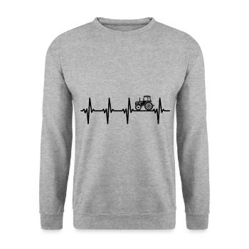 Traktor Herzschlag Agrar Geschenkidee Bauernhof Tr - Unisex Pullover - Weißgrau meliert - Vorne - Alina (178cm) & Michal (187cm)