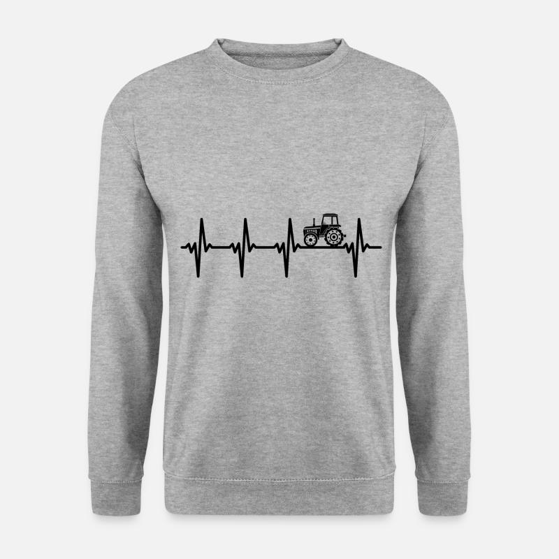 Traktor Herzschlag Agrar Geschenkidee Bauernhof Tr - Unisex Pullover - Weißgrau meliert