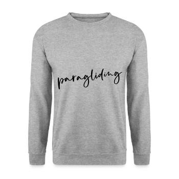 Retro Graphic Paragliding Paraglider Parachute Sky - Unisex Pullover - Weißgrau meliert - Vorne - Alina (178cm) & Michal (187cm)